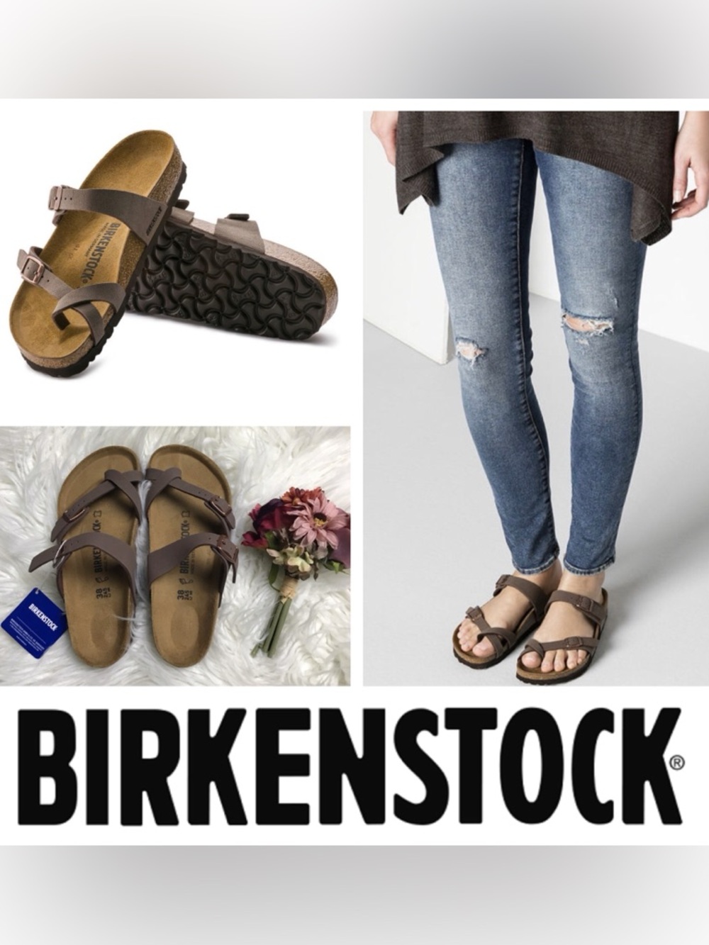 NWT Birkenstock Mayari Birko-Flor Nubuck Mocha
